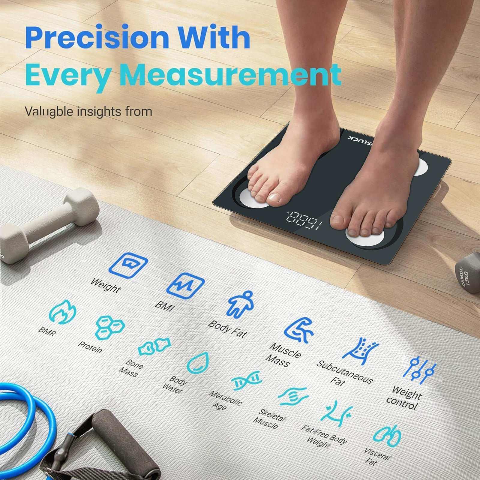 Bluetooth Body Composition & Weight Tracker Smart Fitness Gear